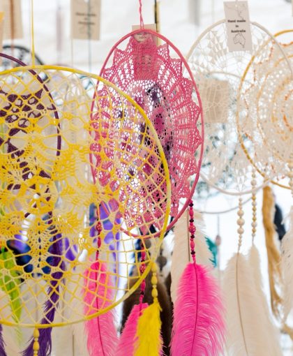 Close up of dream catchers at street markets